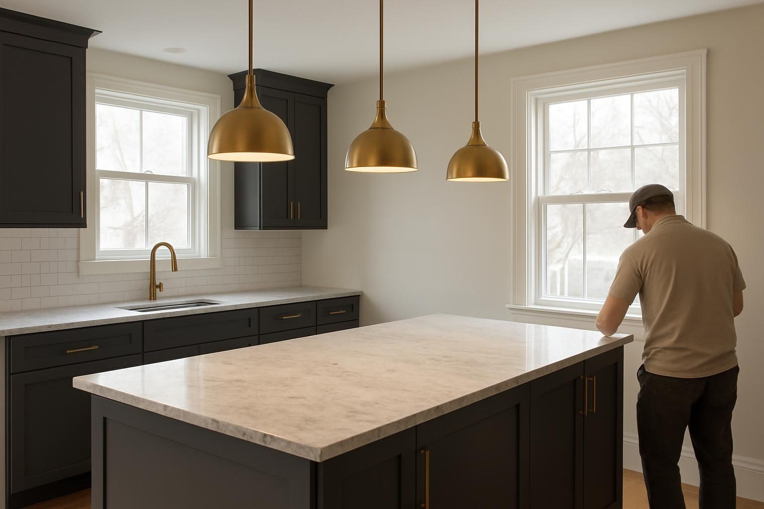 Kitchen island with stone top