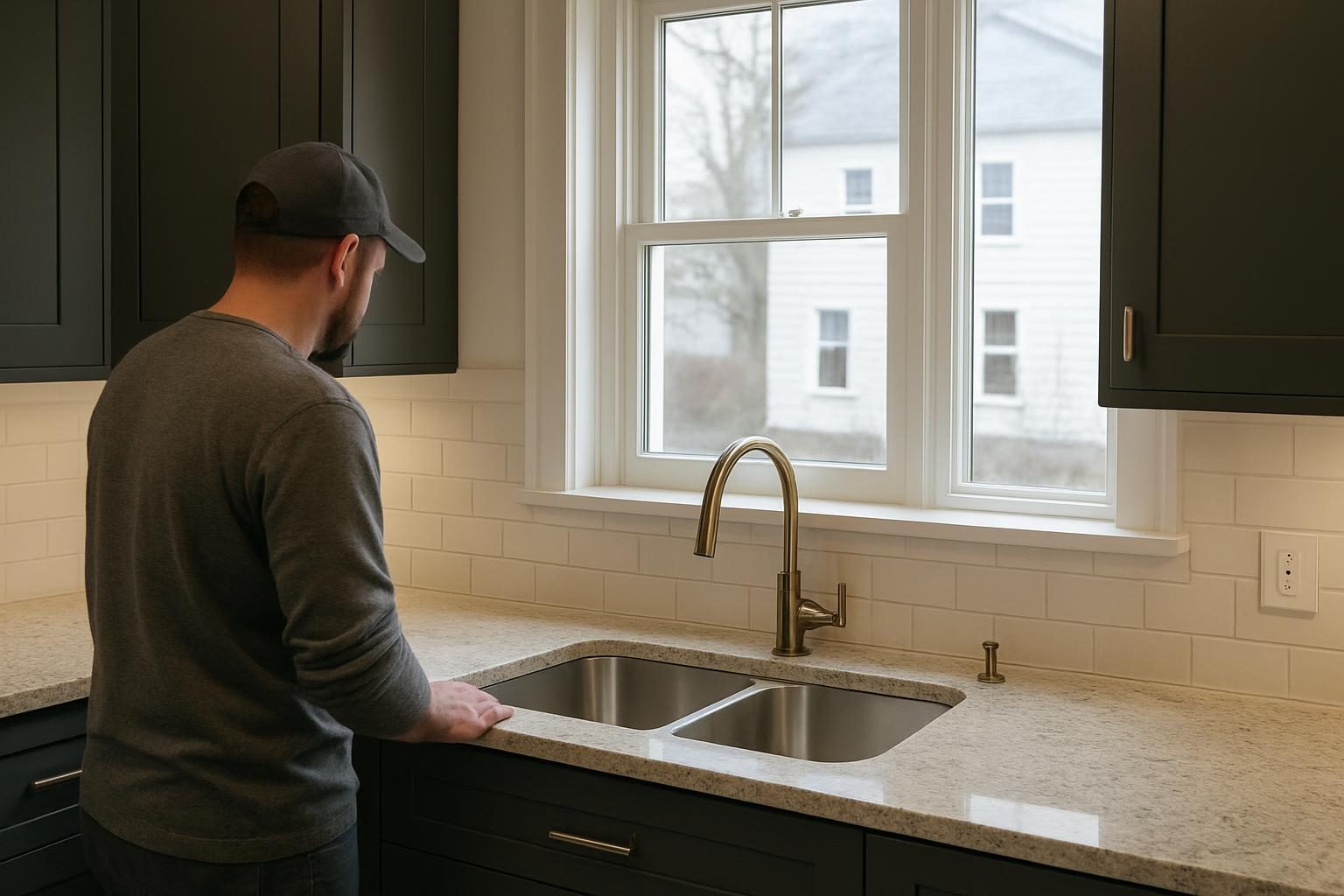 Finished kitchen with tile backsplash