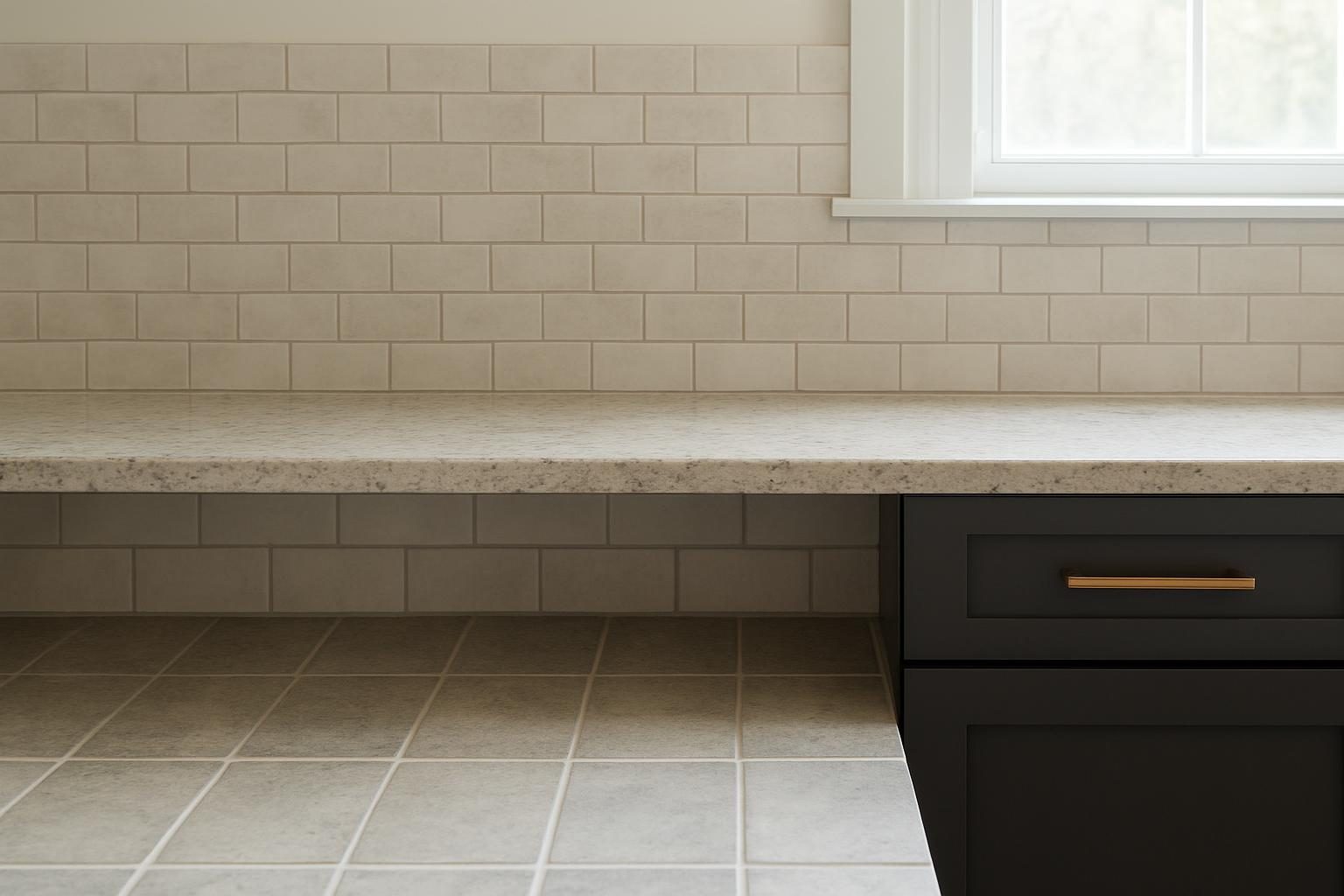 Backsplash and floor tile in a kitchen