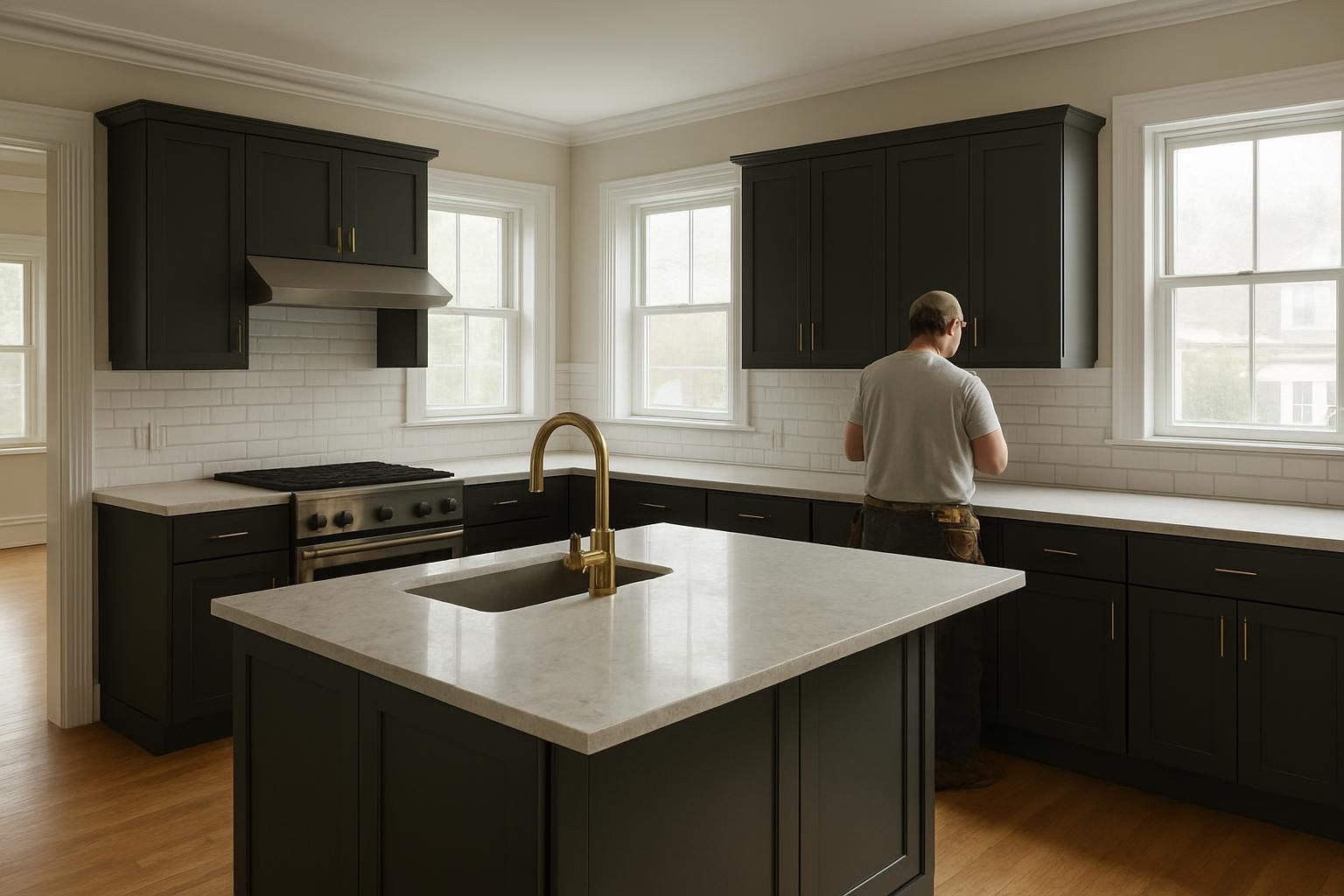 Kitchen with a new island opened to the dining room