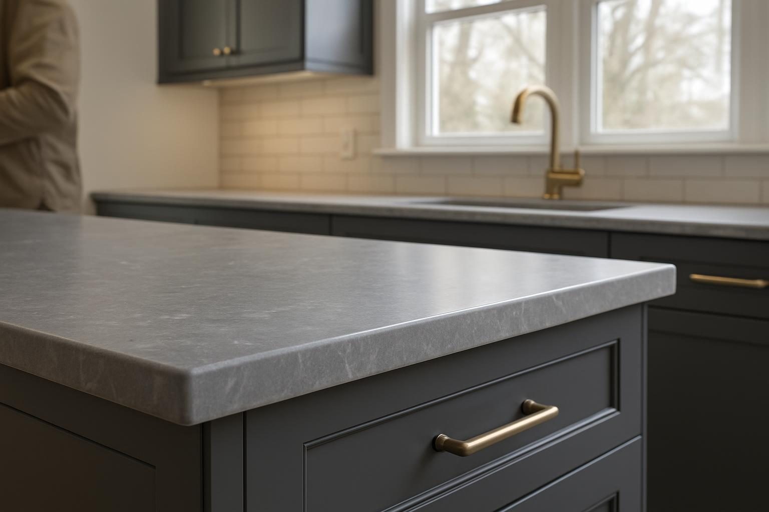 Grey stone countertop edge