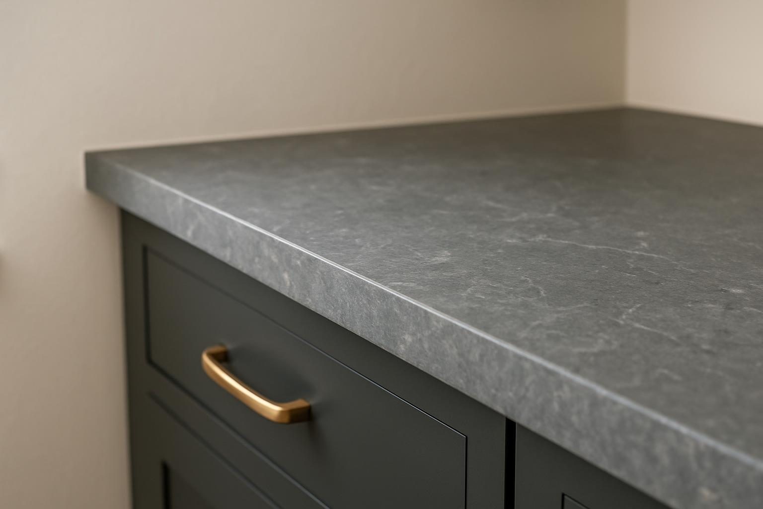Grey stone countertop edge
