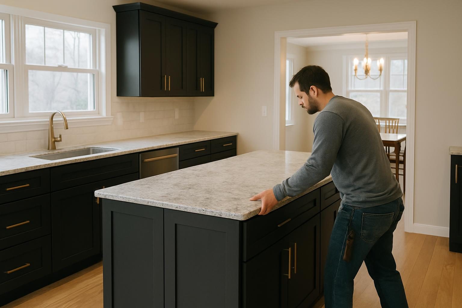 Open kitchen with a new island