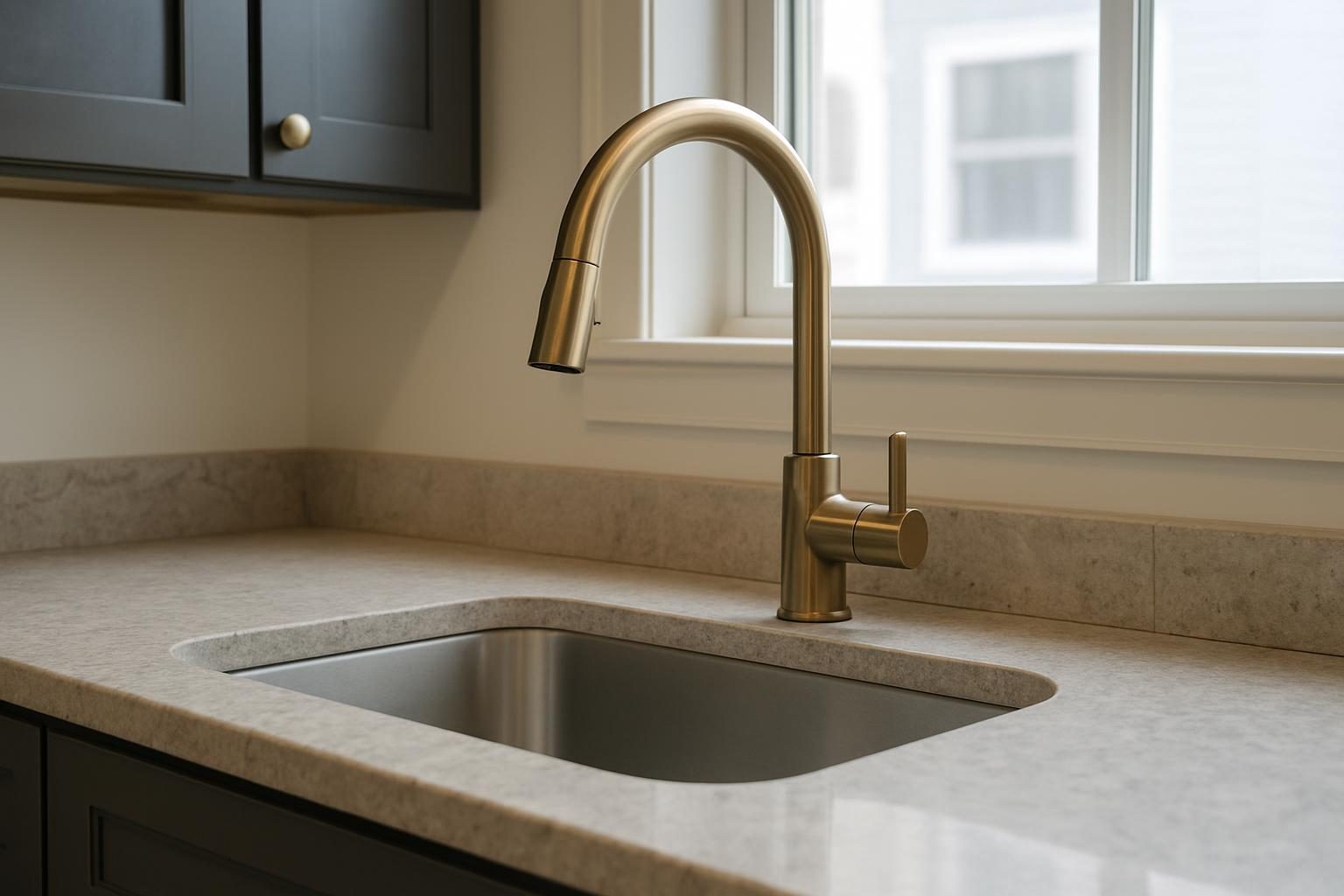 Undermount sink with a bronze faucet