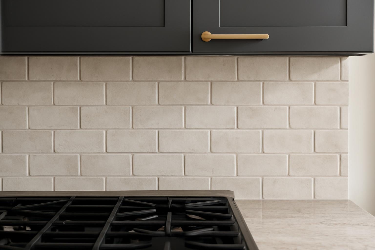 Tile backsplash behind a range