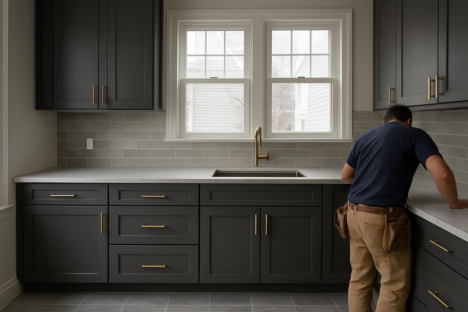 Tile backsplash and floor