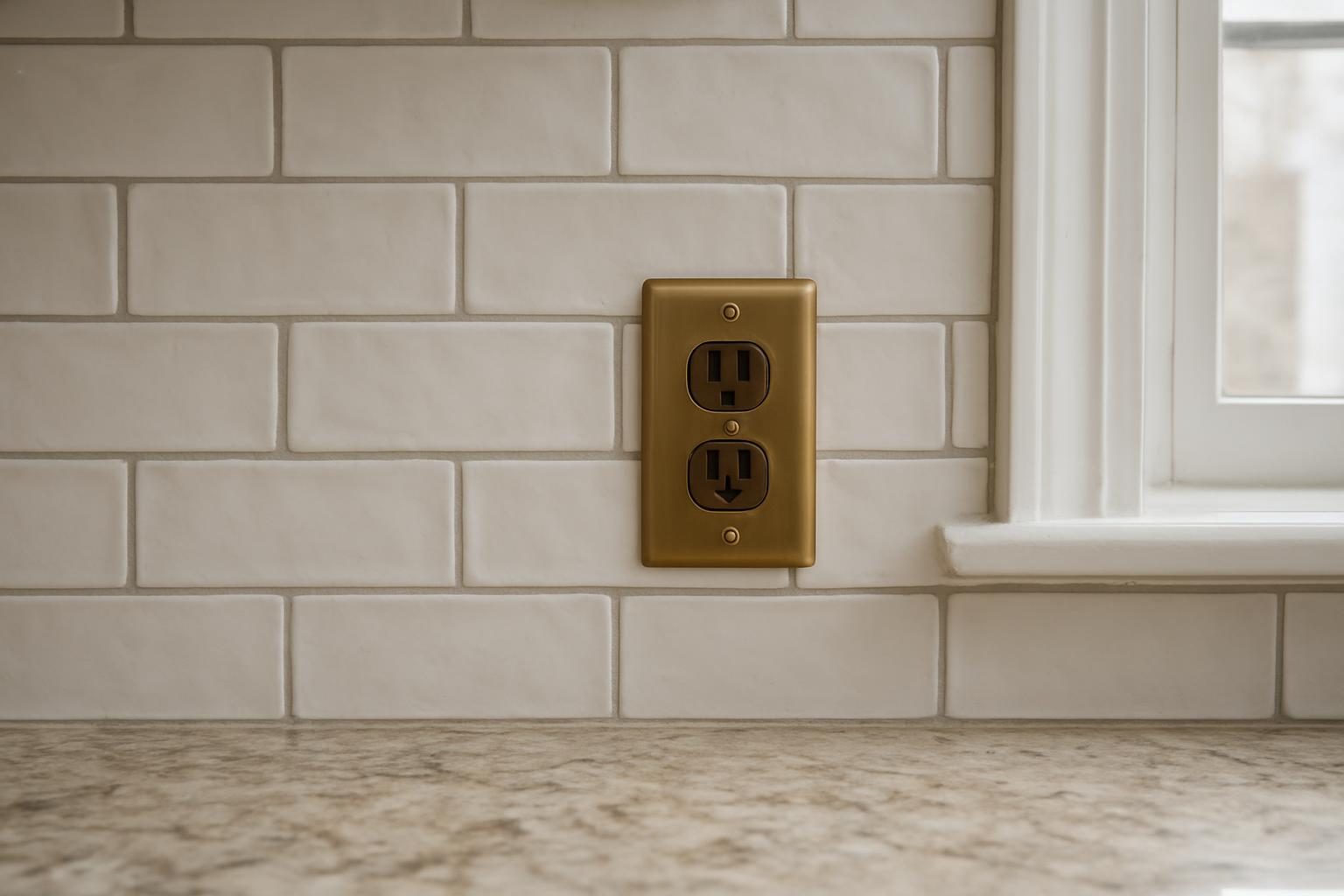 White subway tile backsplash above a stone counter