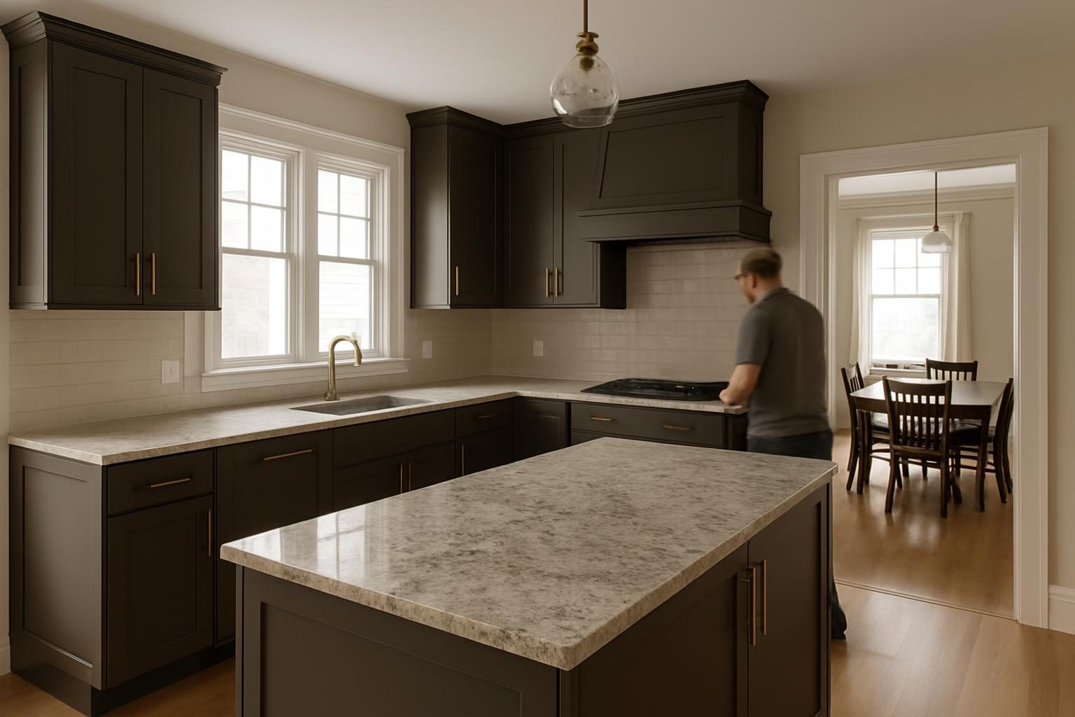 Open kitchen with an island