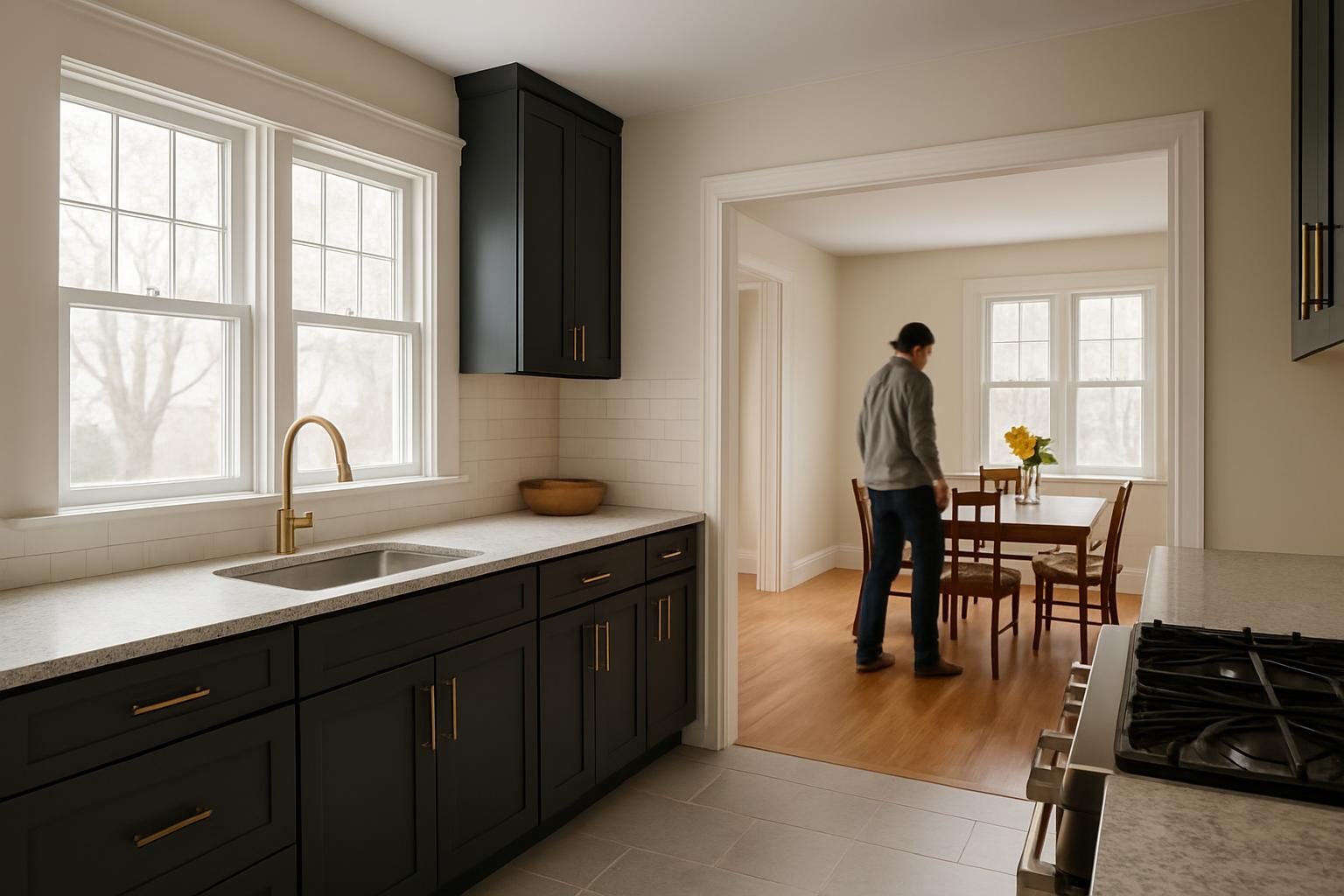 Open kitchen and dining room in a split-level