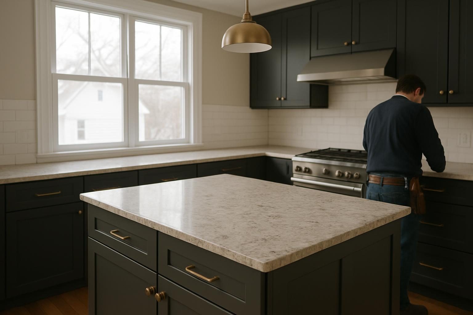 Island in an opened-up kitchen