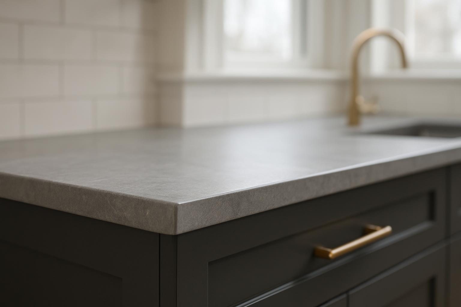 Grey stone countertop edge