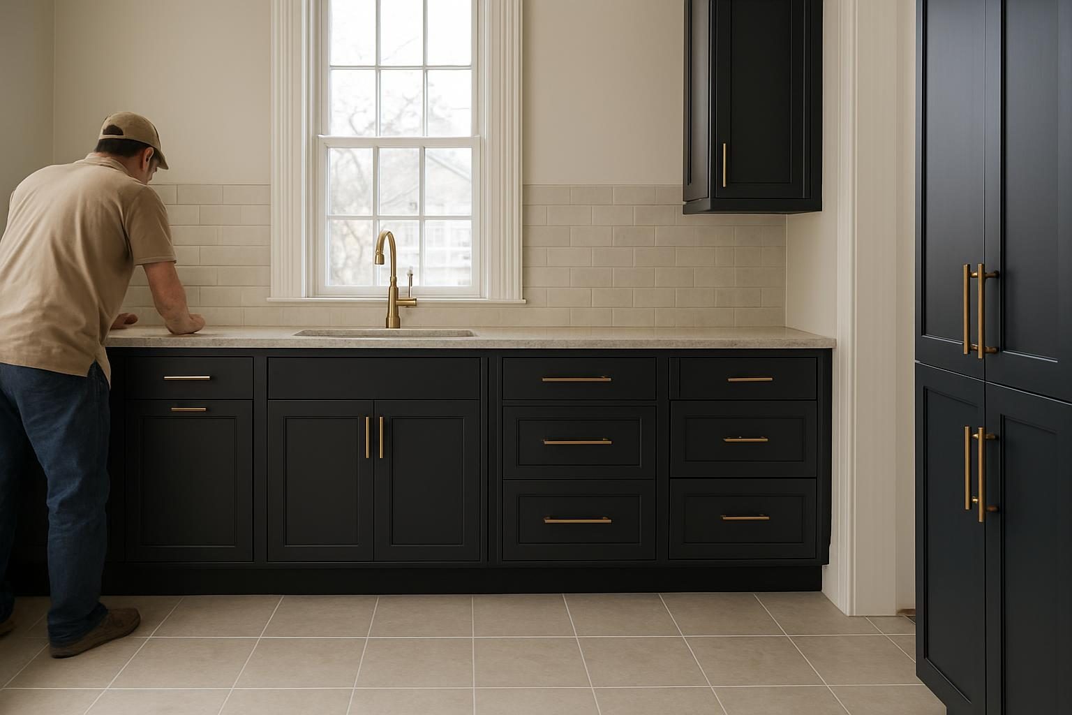 Porcelain tile kitchen floor