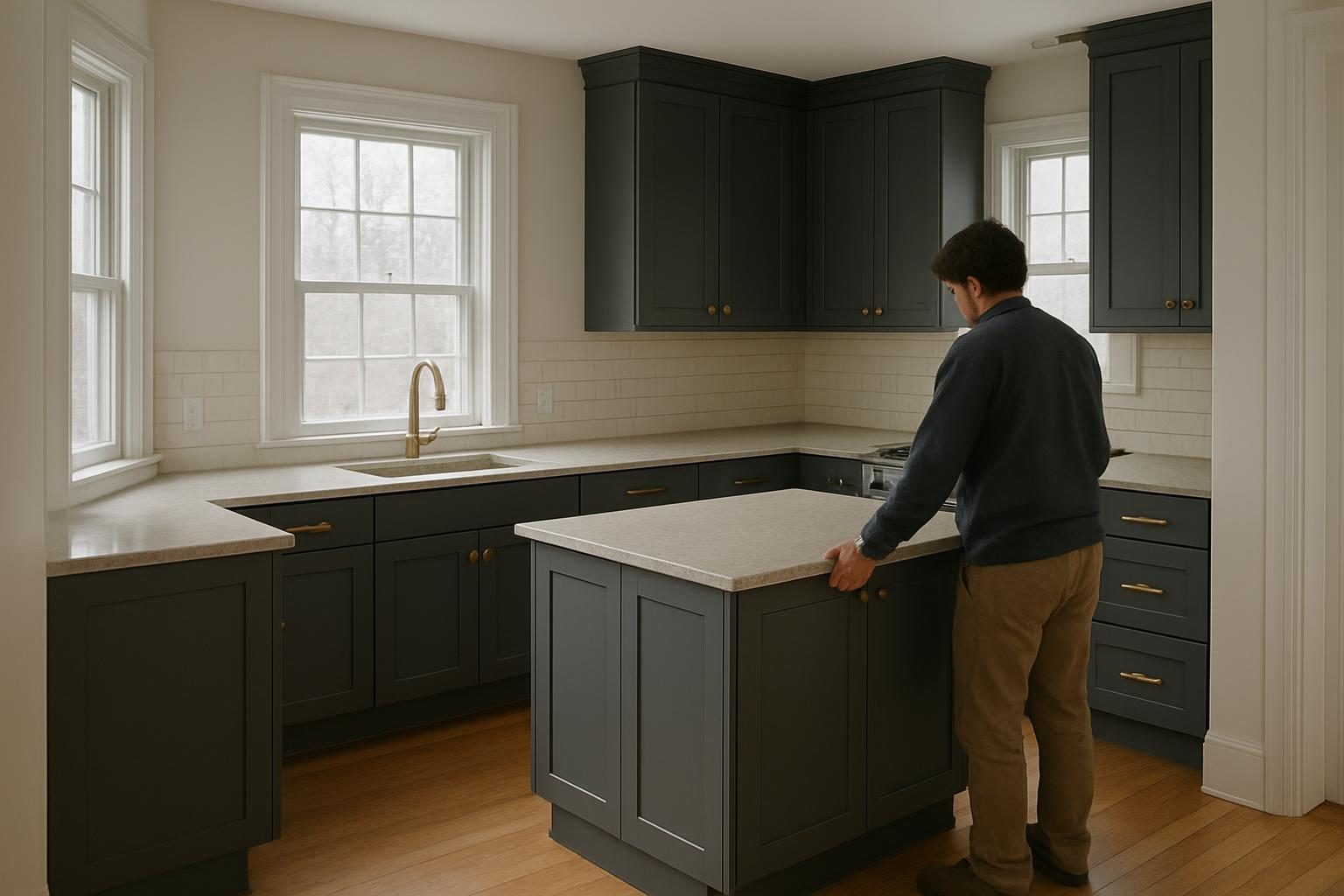 Opened kitchen with a new island