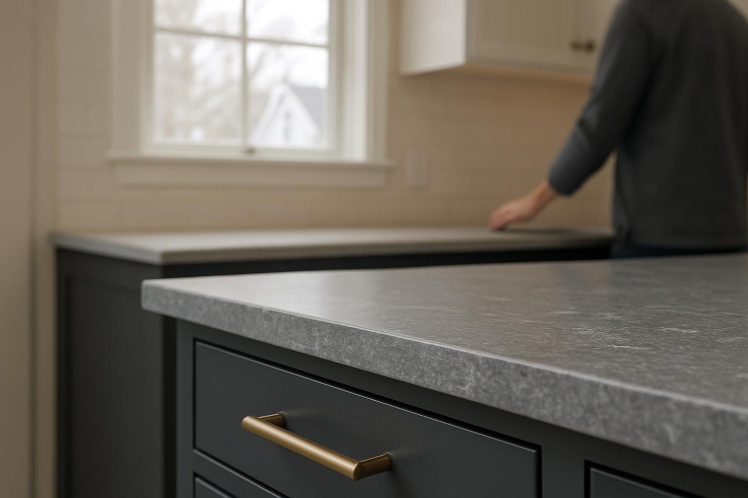 Grey stone countertop edge