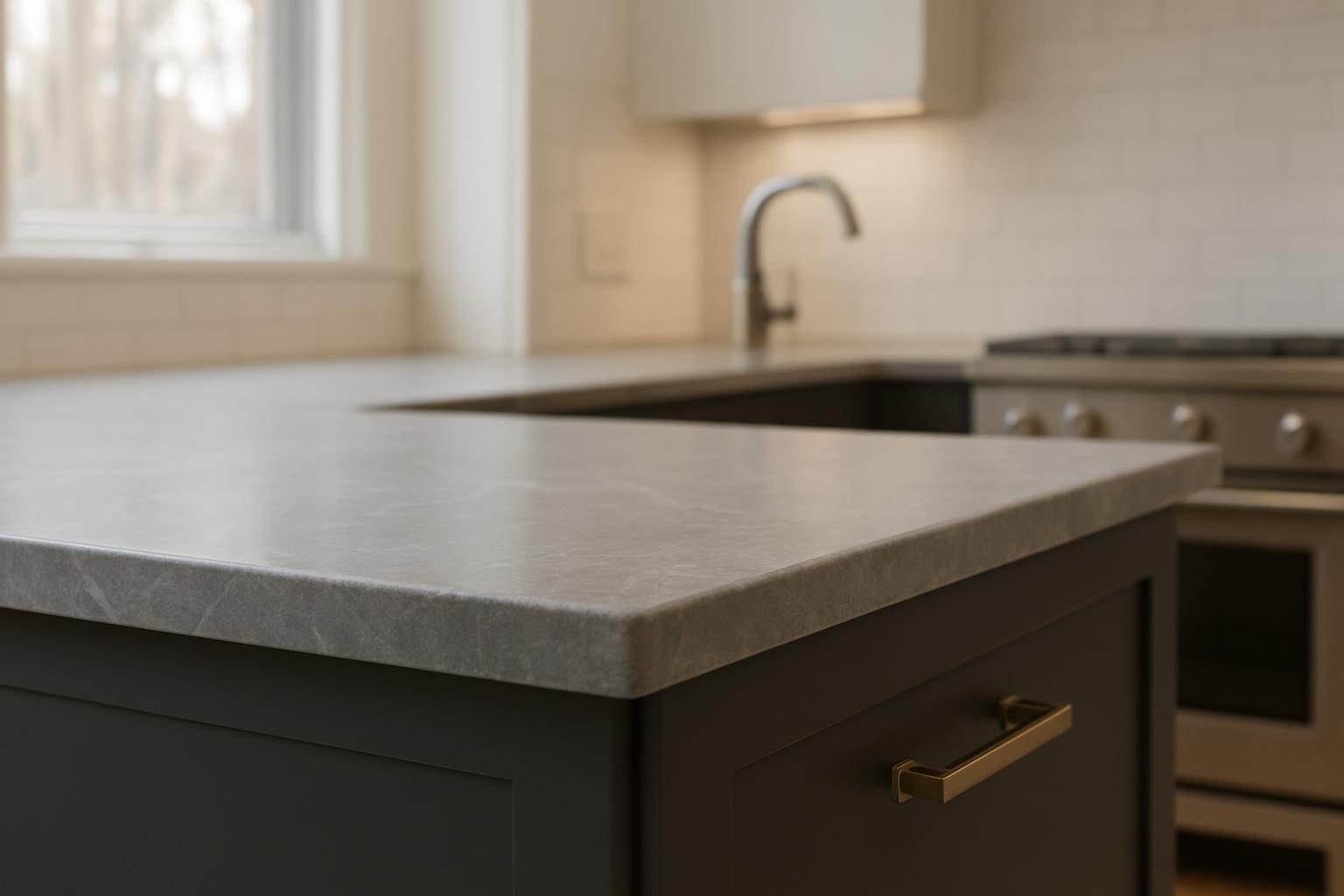 Grey stone countertop edge