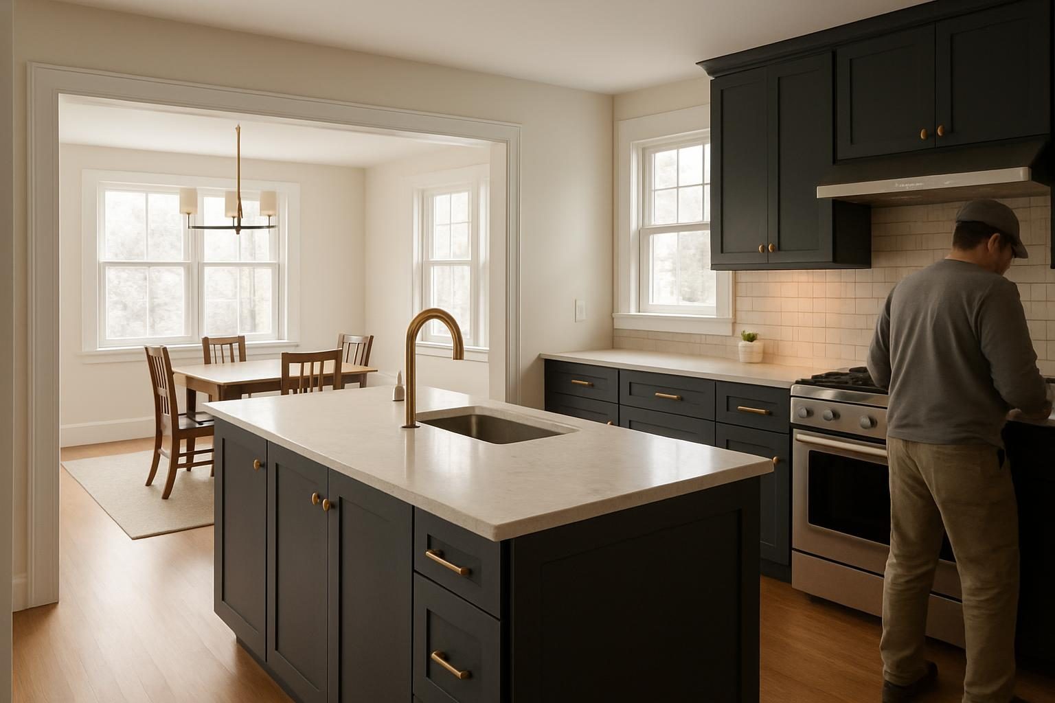 Open kitchen with a new island