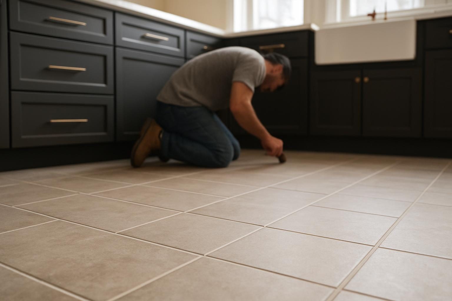 Close-up of kitchen floor tile